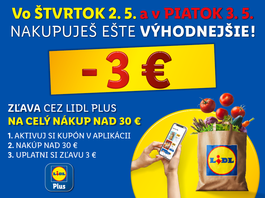 Zľava 3 € cez Lidl Plus