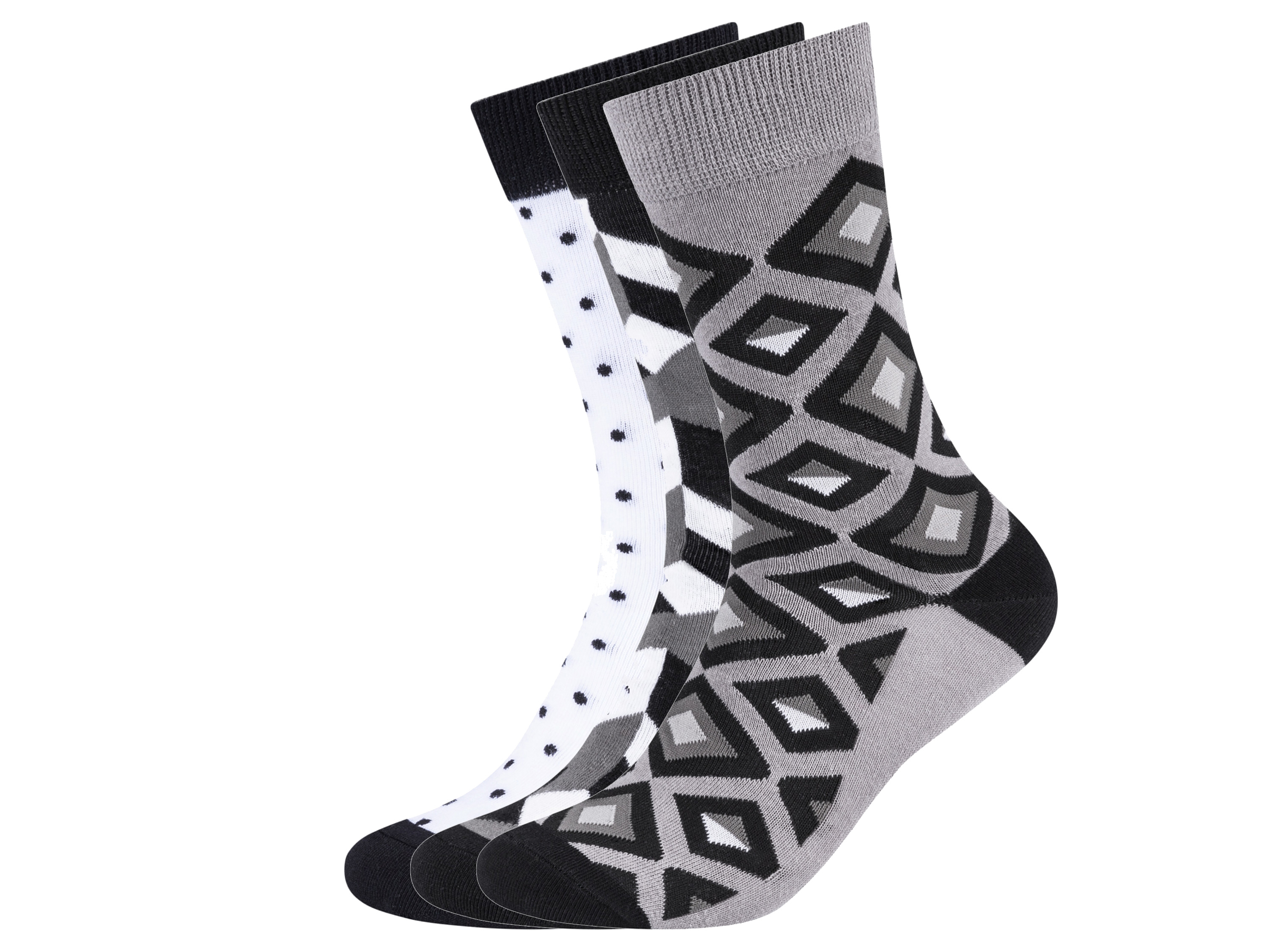 Fun Socks Dámske/Pánske ponožky v darčekovom balení, 3 páry (36/40, čierna a biela)